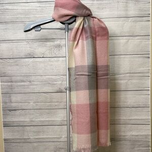 Chic Pink and Gray Plaid Scarf, never worn